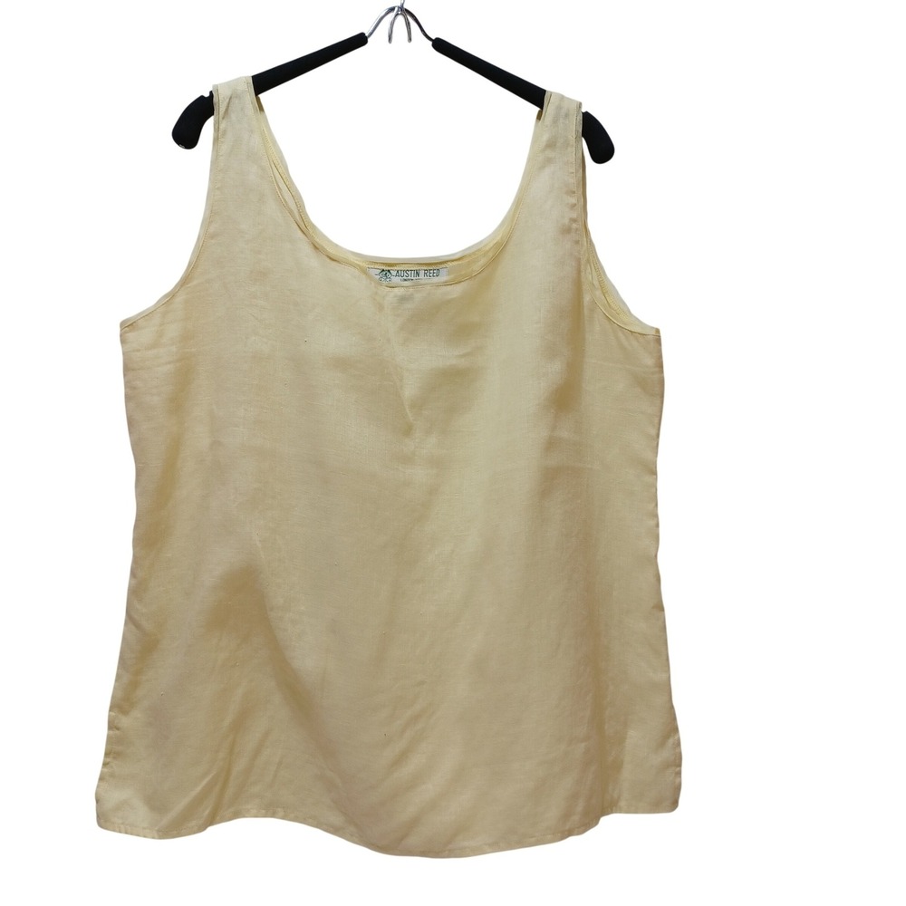 Austin Reed Womens Linen Tank Top‎ 18 Plus Size Butter Yellow Coastal Minimalist